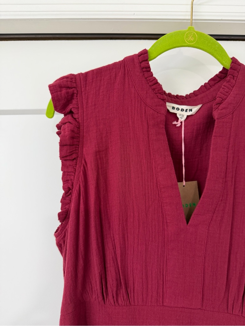 Boden Sleeveless Ruffle-Trim Dress in Raspberry - Picture 4 of 8